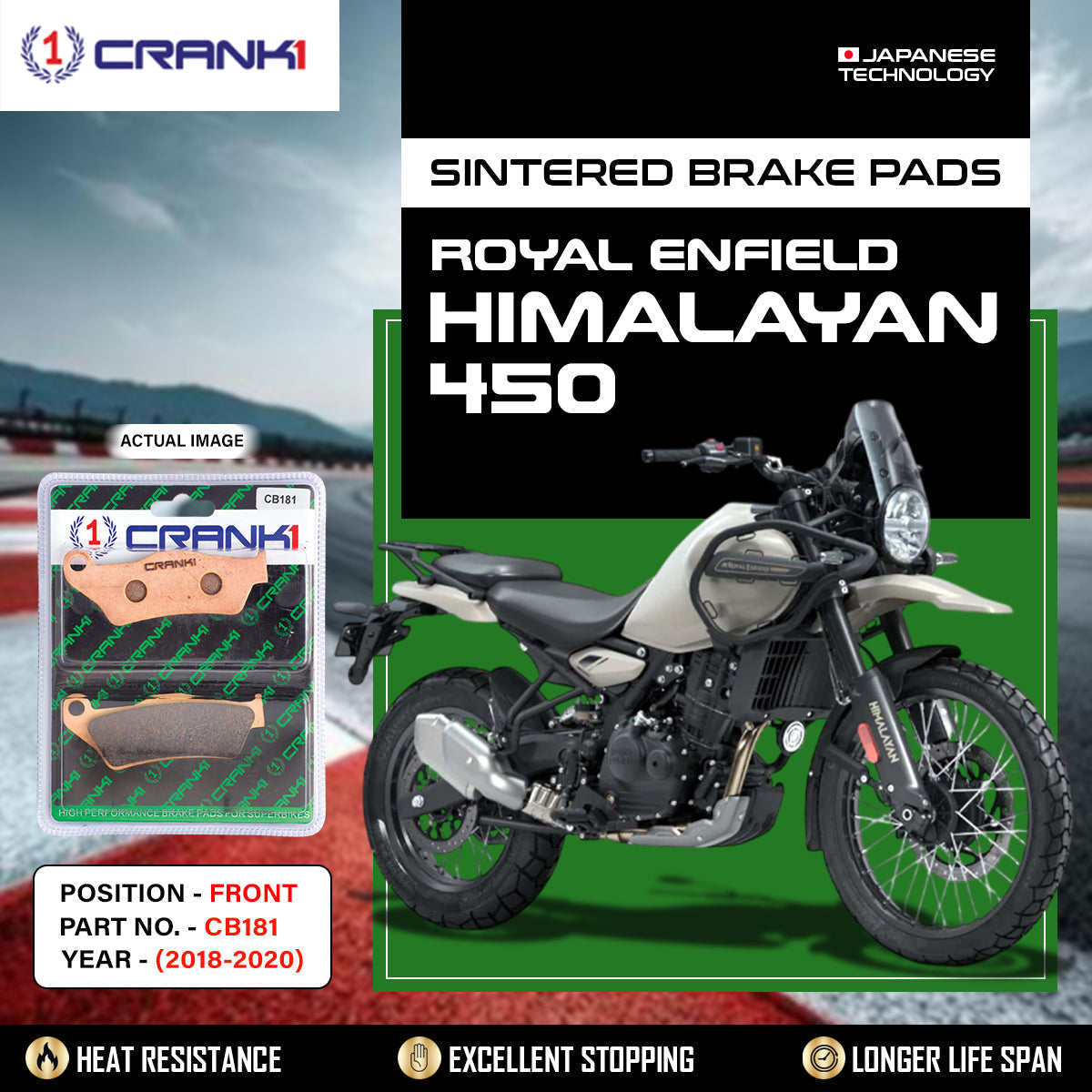 Sintered Brake Pads For Royal Enfield Himalayan 450 (2018-2020) - Front - CB181 - 1 Set