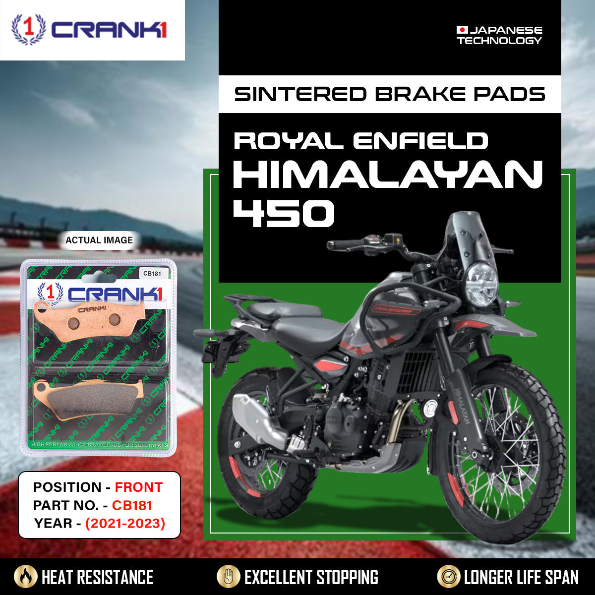Sintered Brake Pads For Royal Enfield Himalayan 450 (2021-2023) - Front - CB181 - 1 Set