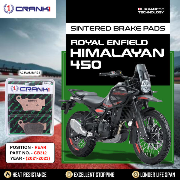Sintered Brake Pads For Royal Enfield Himalayan 450 (2021-2023) - Rear - CB312 - 1 Set