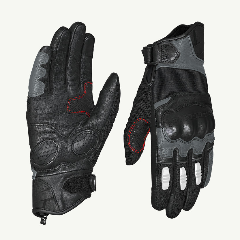 VIATERRA HOLESHOT – SHORT MOTORCYCLE RIDING GLOVES FOR MEN (GUNMETAL)