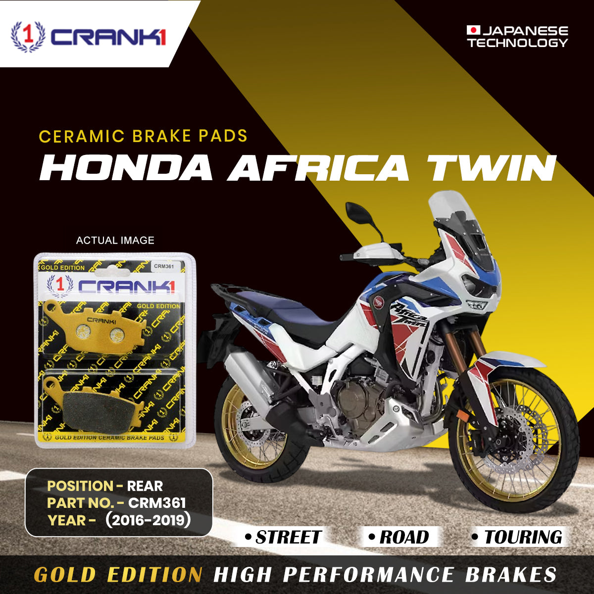 Ceramic Brake Pads For Honda Africa Twin (2016-2019) - Rear - CRM361