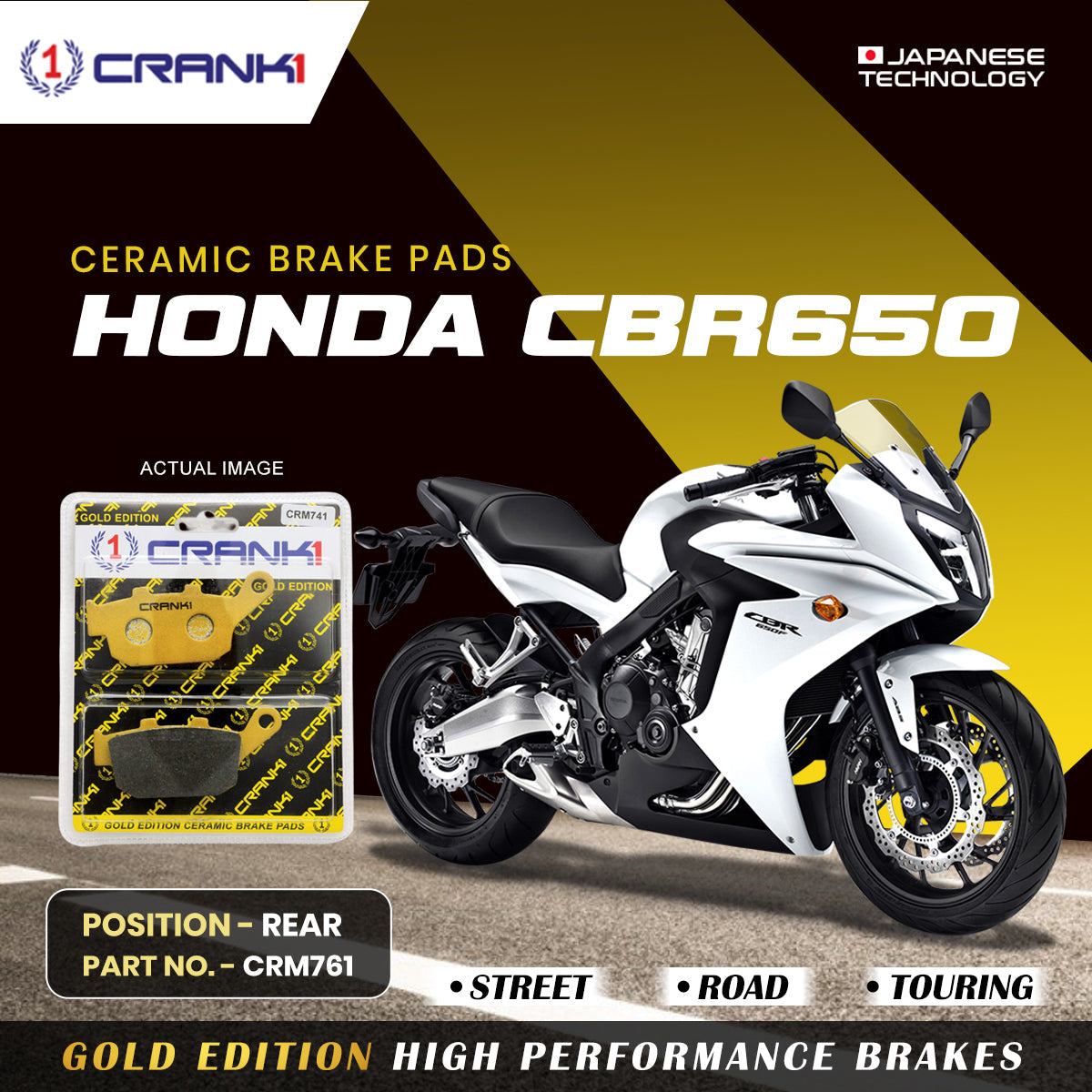 Ceramic Brake Pads For Honda CBR650 - Rear - CRM741