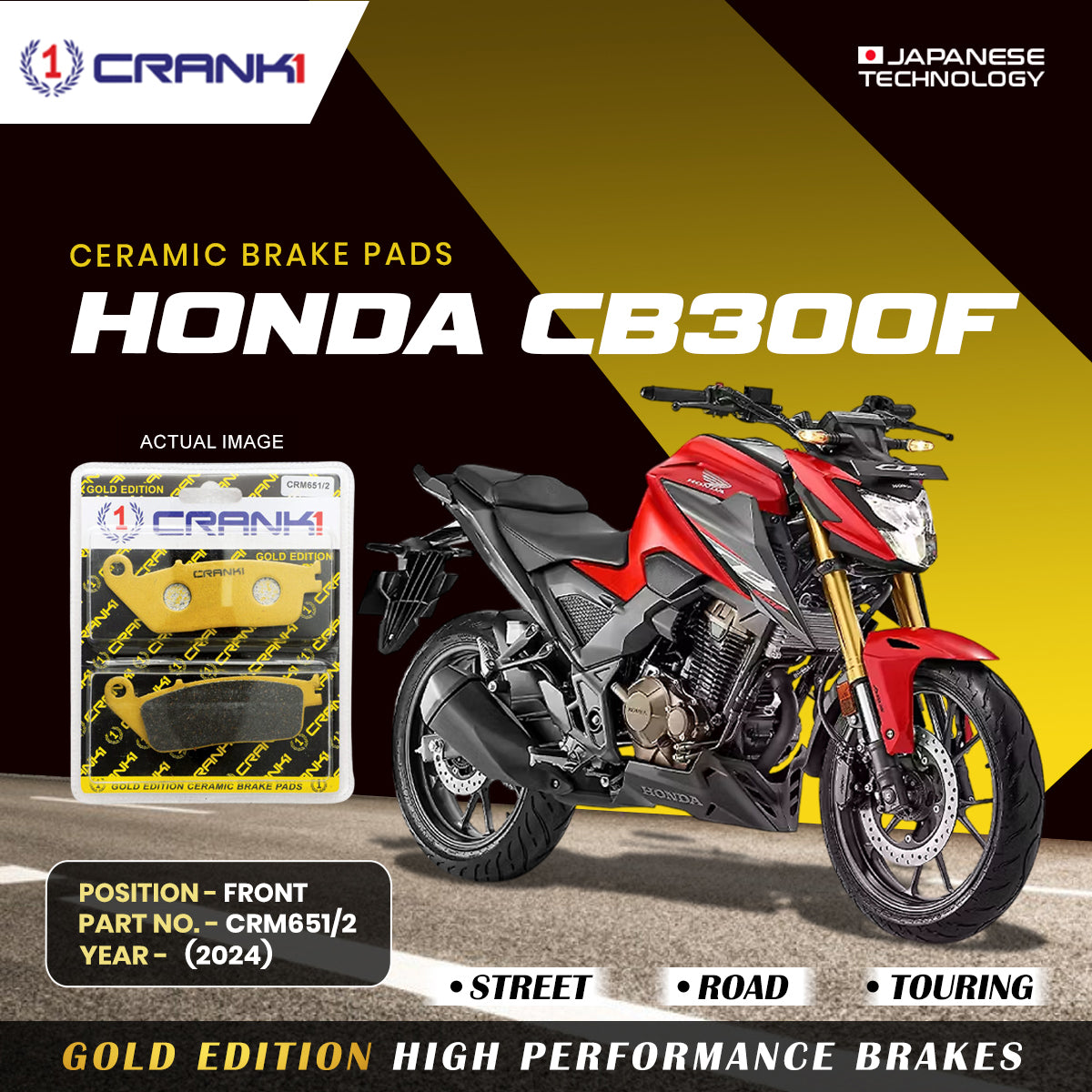 Ceramic Brake Pads For Honda CB300F (2024) - Front - CRM651/2 - 1 Set