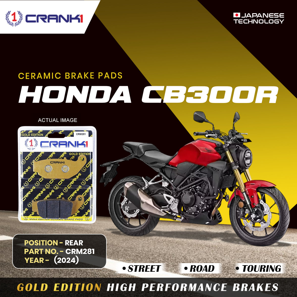 Ceramic Brake Pads For Honda CB300R (2024) - Rear - CRM281 - 1 Set