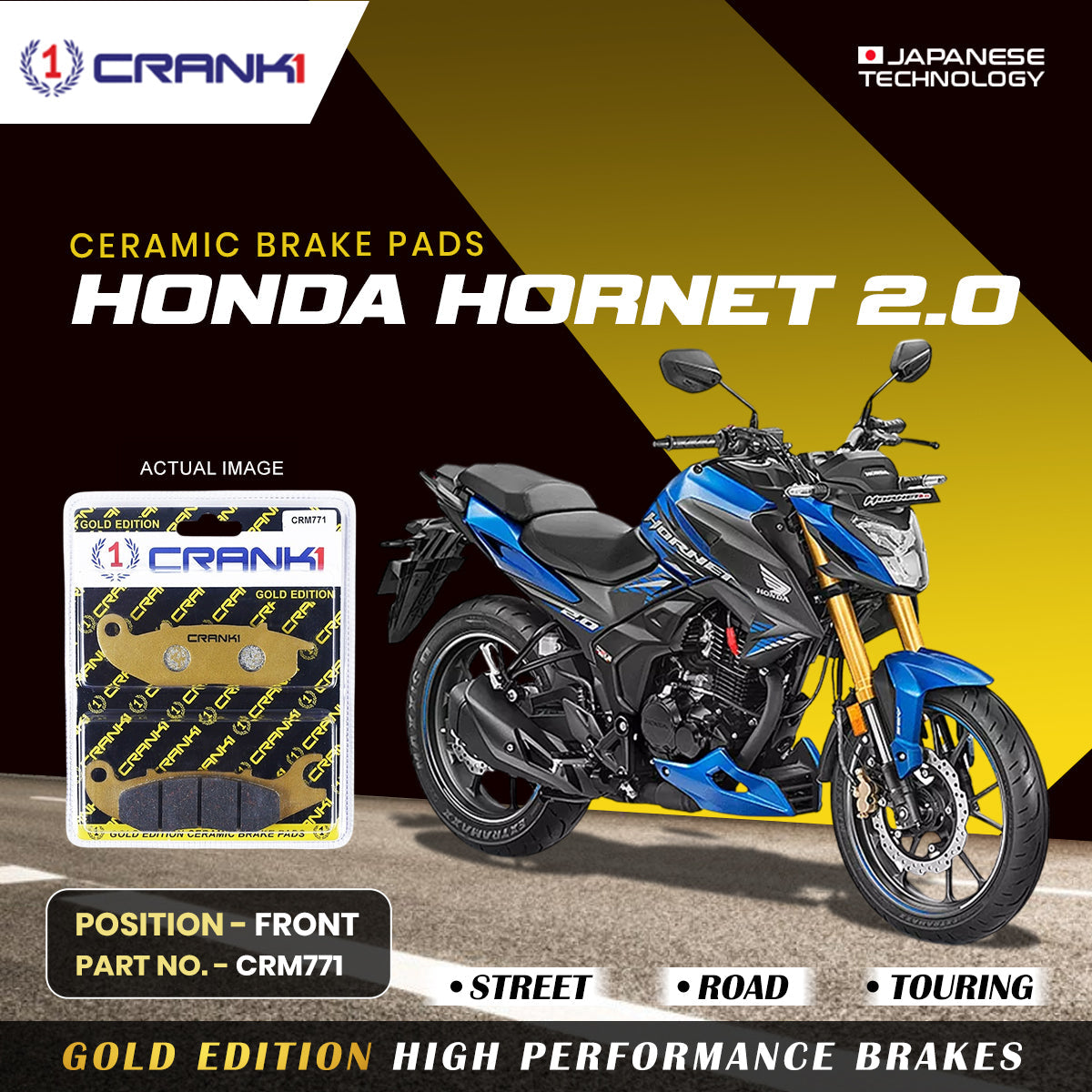 Ceramic Brake Pads For Honda Hornet 2.0 - Front - CRM771 - 1 Set
