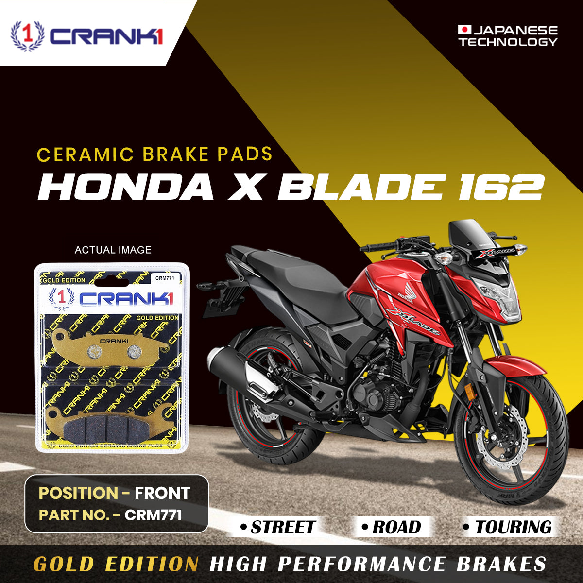 Ceramic Brake Pads For Honda X Blade 162 - Front - CRM771 - 1 Set
