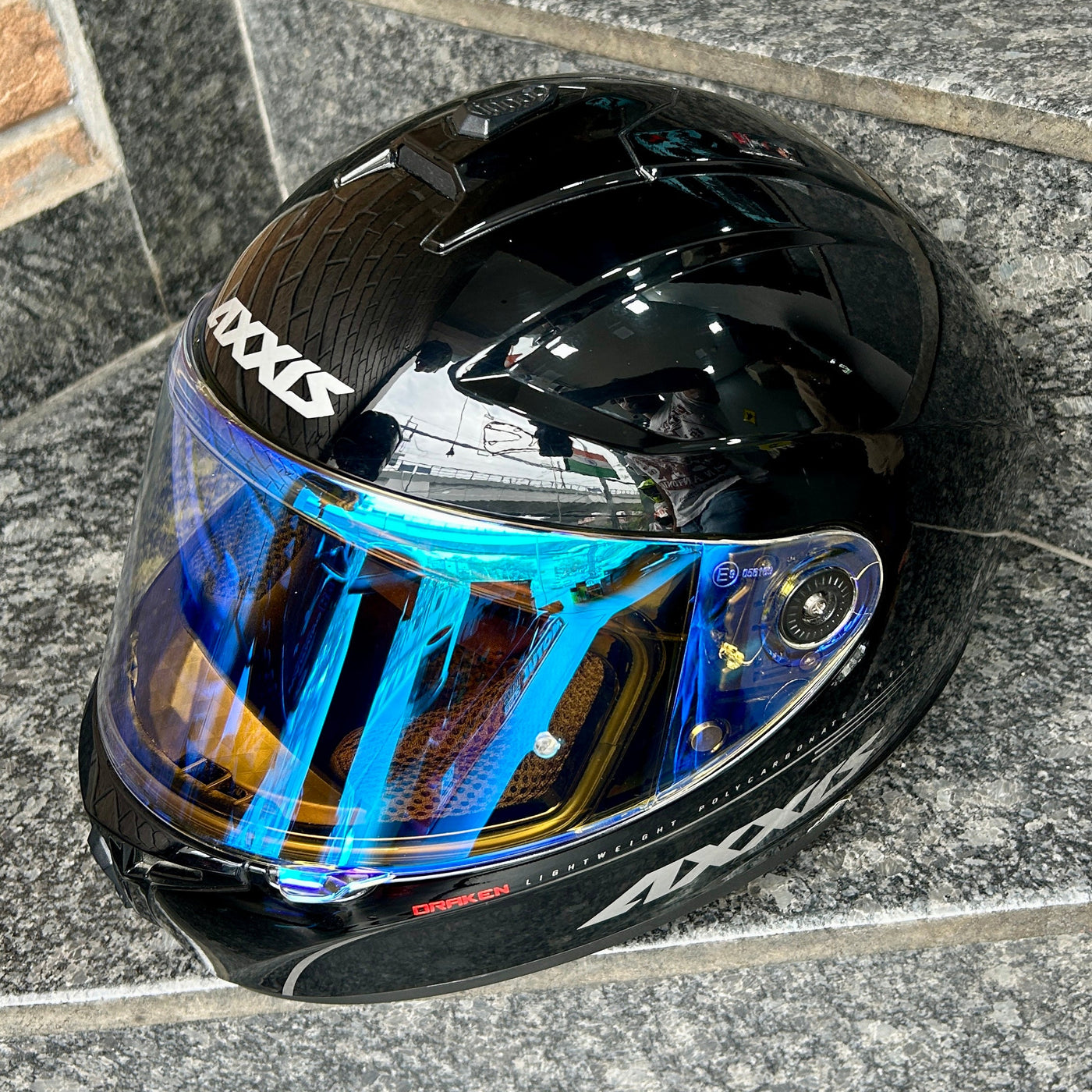 Blue Custom Helmet Visors AXOR Apex Hunter Gloss Black Neon Blue