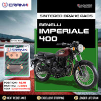 Sintered Brake Pads For Benelli Imperiale 400 (2020 Onwards) - Rear - CB896 - 1 Set