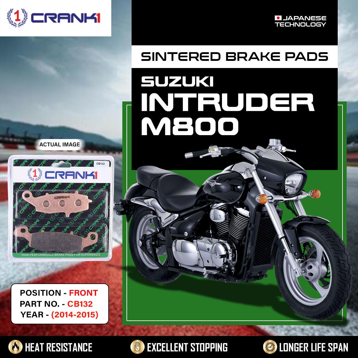 Sintered Brake Pads For Suzuki Intruder M800 (2014-2015) - Front - CB132 - 1 Set
