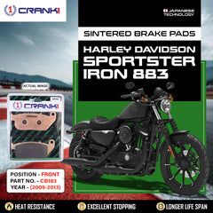 Sintered Brake Pads For Harley Davidson Sportster Iron 883 (2009-2013) - Front - CB183 - 1 Set