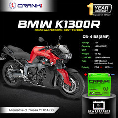 Battery For BMW K1300R (2009-2016) - CB14-BS - Factory Activated
