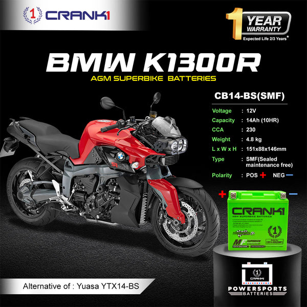 Battery For BMW K1300R (2009-2016) - CB14-BS - Factory Activated
