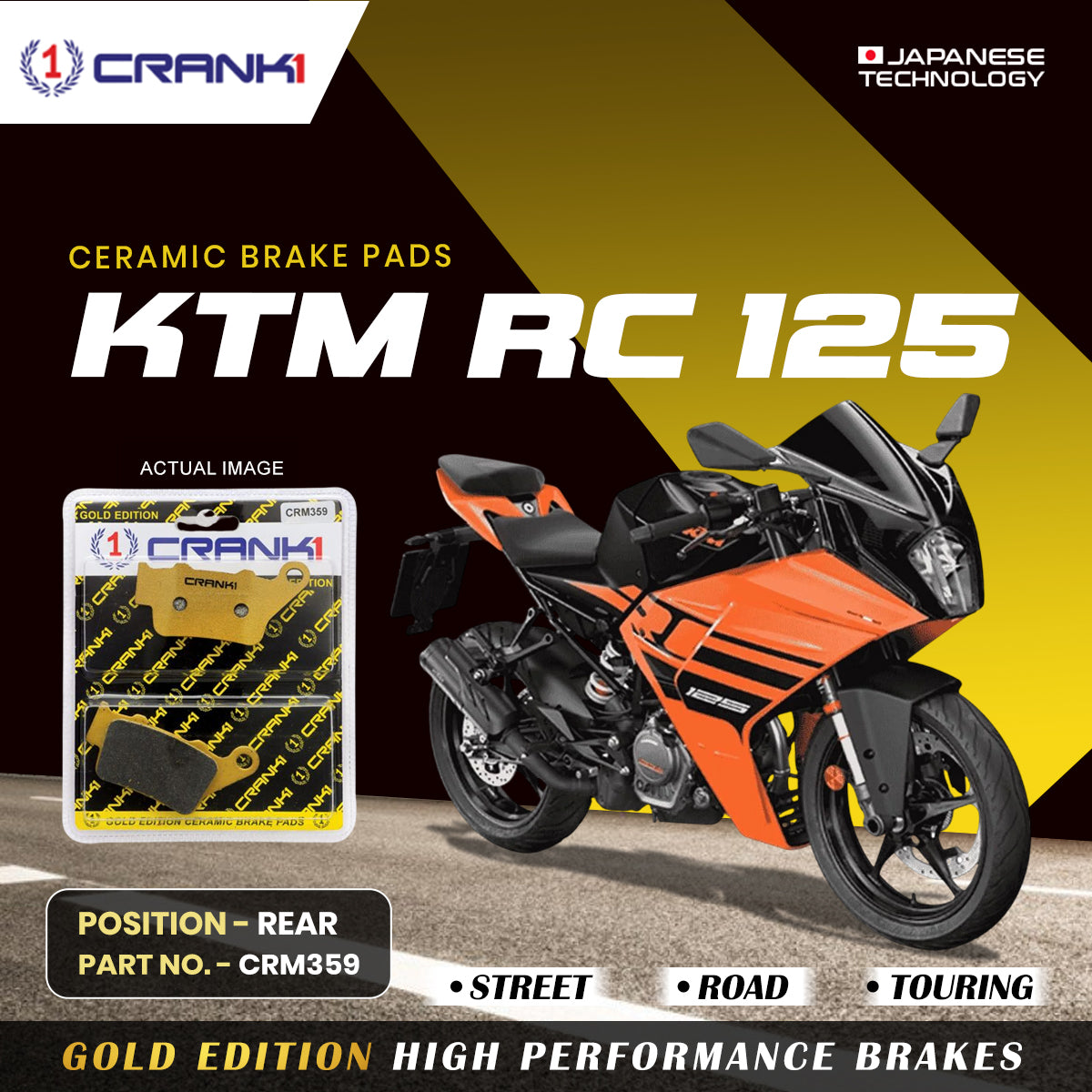 Ceramic Brake Pads For KTM RC 125 - Rear - CRM359