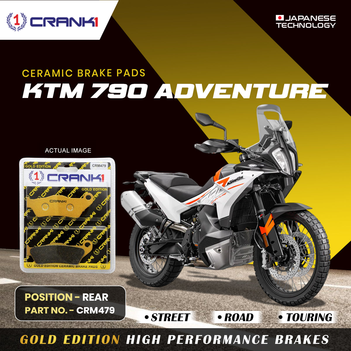 Ceramic Brake Pads For KTM 790 Adventure - Rear - CRM479 - 1 Set