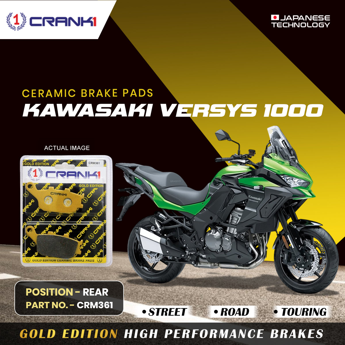 Ceramic Brake Pads For Kawasaki Versys 1000 - Rear - CRM361