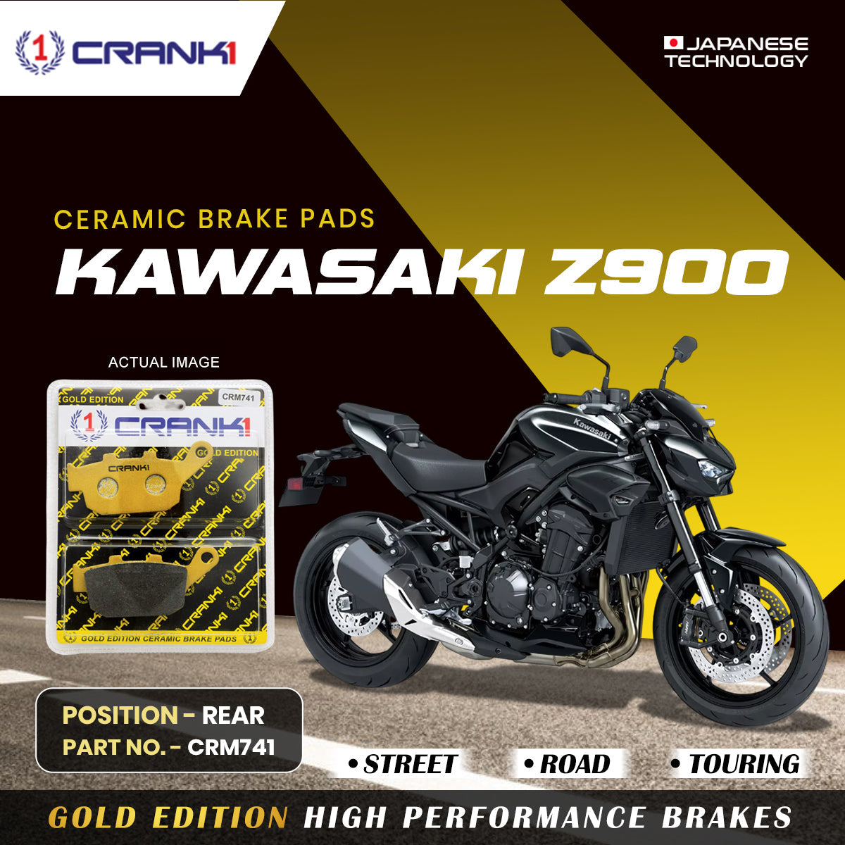 Ceramic Brake Pads For Kawasaki Z900 - Rear - CRM741