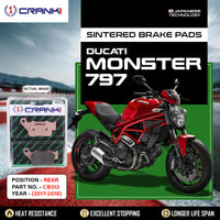 Sintered Brake Pads For Ducati Monster 797 (2017-2018) - Rear - CB312 - 1 Set