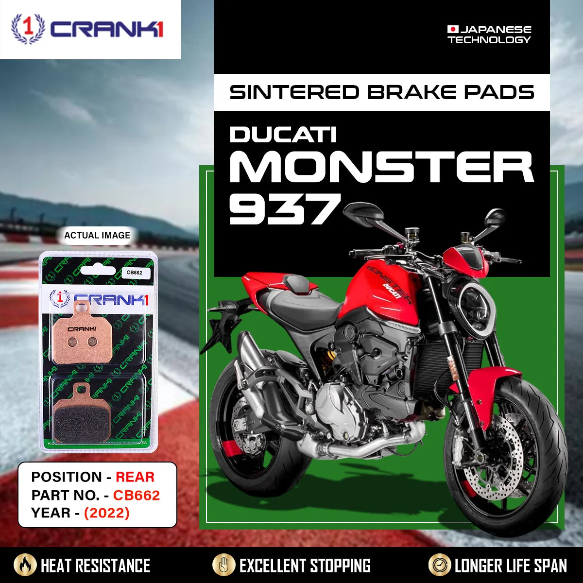 Sintered Brake Pads For Ducati Monster 937 (2022) - Rear - CB662 - 1 Set