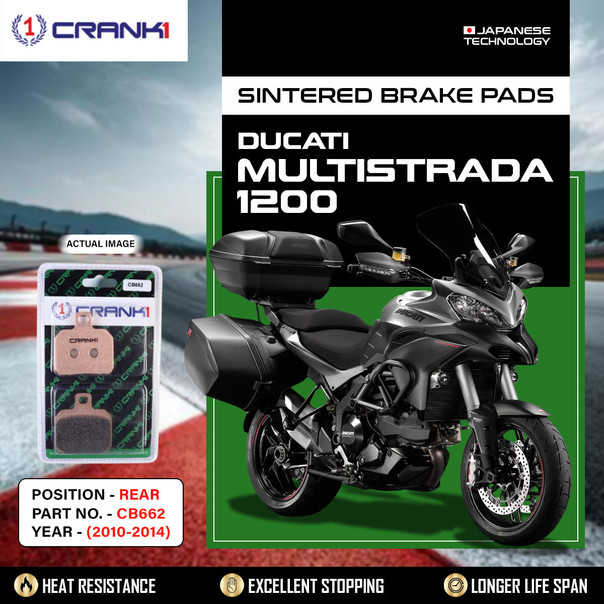 Sintered Brake Pads For Ducati Multistrada 1200 (2010-2014) - Rear - CB662 - 1 Set