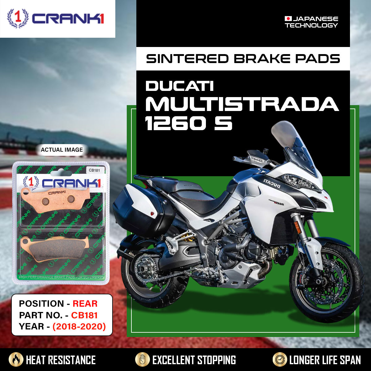 Sintered Brake Pads For Ducati Multistrada 1260 S (2018-2020) - Rear - CB181 - 1 Set