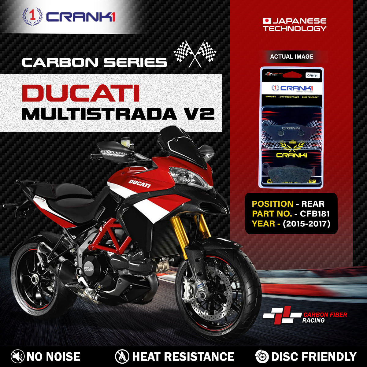 Carbon Brake Pads For Multistrada V2 (2015-2017) - Rear - CFB181 - 1 Set