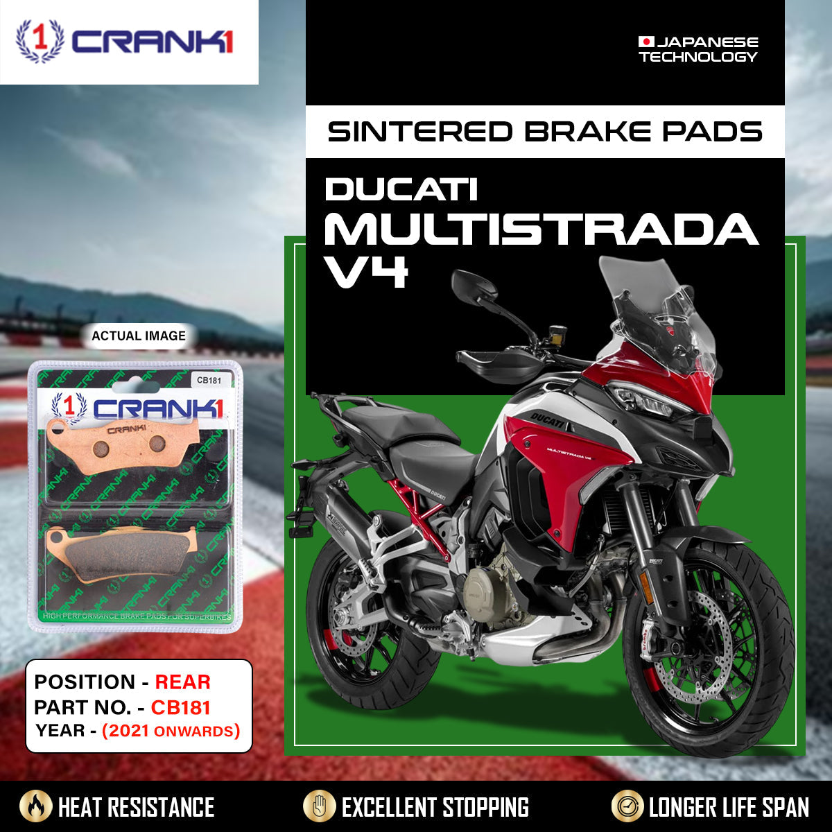 Sintered Brake Pads For Ducati Multistrada 1200 V4 (2021 Onwards) - Rear - CB181 - 1 Set