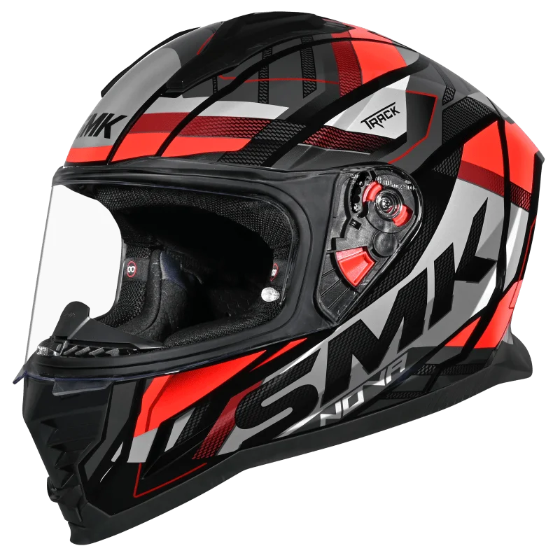 SMK NOVA TRACK GLOSSY GREY RED HELMET GL263