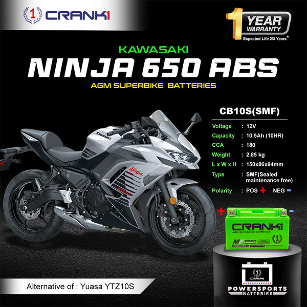 Battery For Kawasaki Ninja 650 ABS (2017-2025) - CB10S - Factory Activated