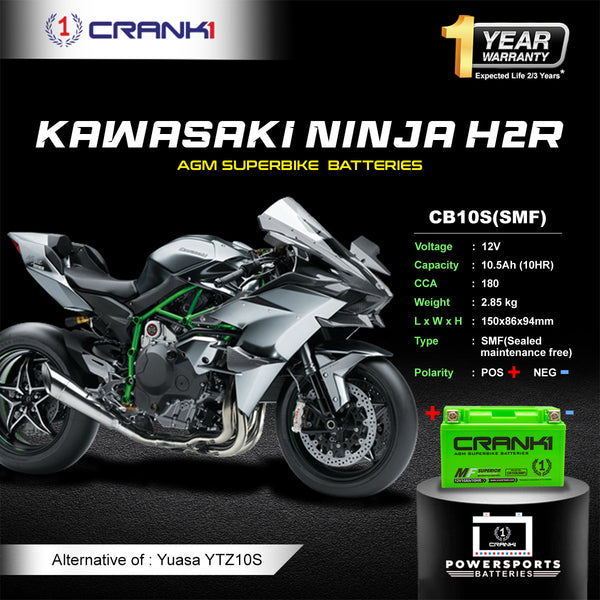 Battery For Kawasaki Ninja H2R (2010-2025) - CB10S - Factory Activated