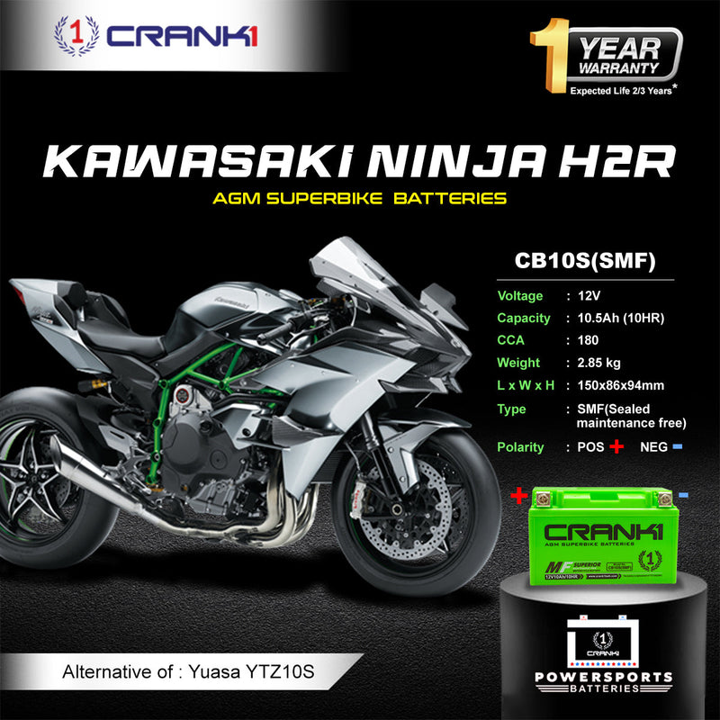 Battery For Kawasaki Ninja H2R (2010-2025) - CB10S - Factory Activated