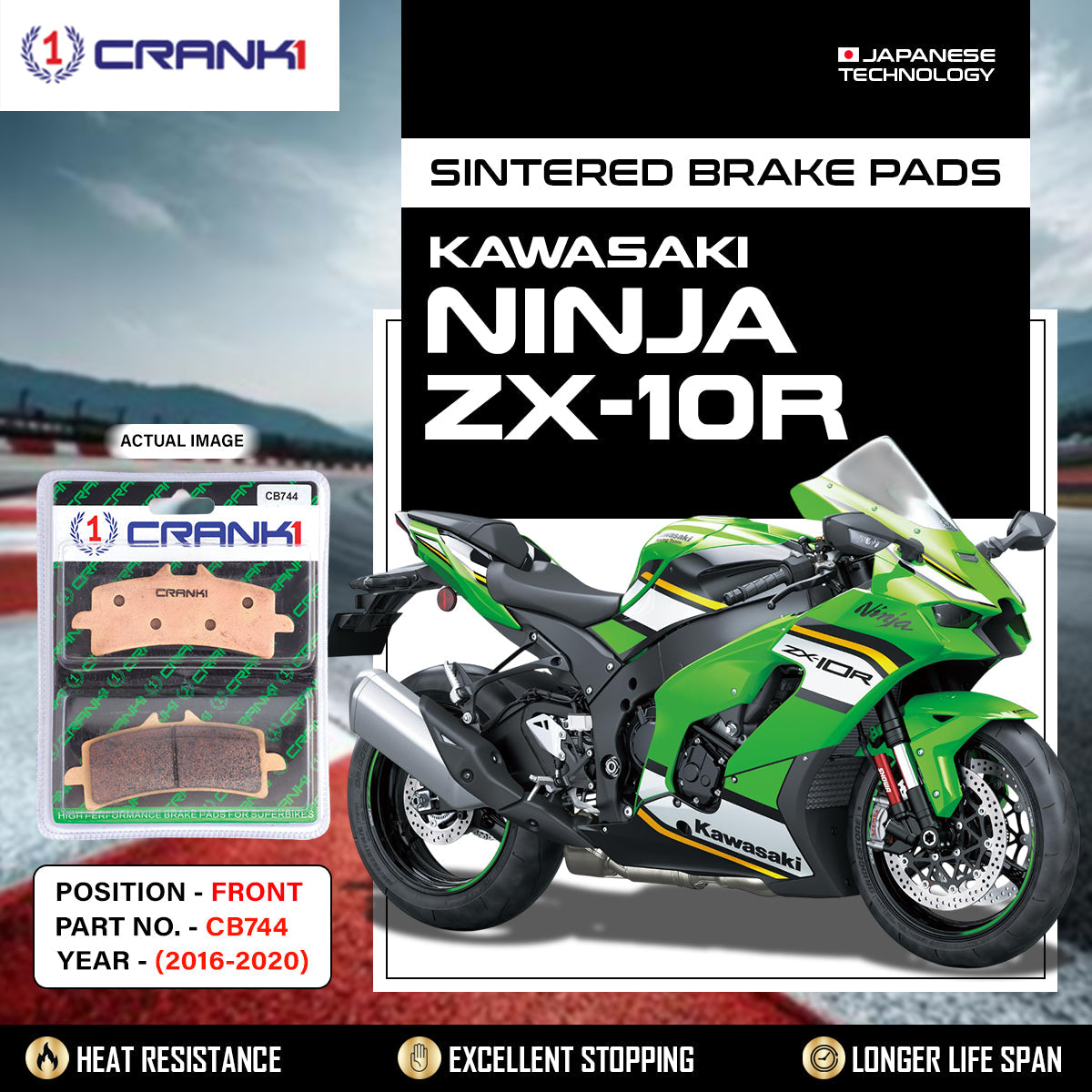 Sintered Brake Pads For Kawasaki Ninja ZX-10R (2016-2020) - Front - CB744 - 2 Sets
