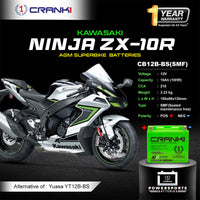Battery For Kawasaki Ninja ZX-10R (2004-2010) - CB12B-BS - Factory Activated