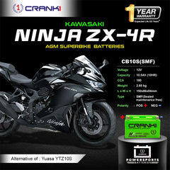 Battery For Kawasaki Ninja ZX-4R (2023 Onwards) - CB10S - Factory Activated
