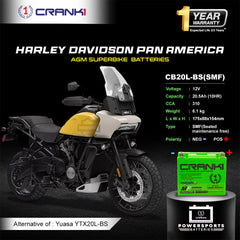 Battery For Harley Davidson Pan America (2020-2025) - CB20L-BS - Factory Activated