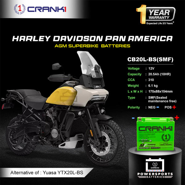 Battery For Harley Davidson Pan America (2020-2025) - CB20L-BS - Factory Activated