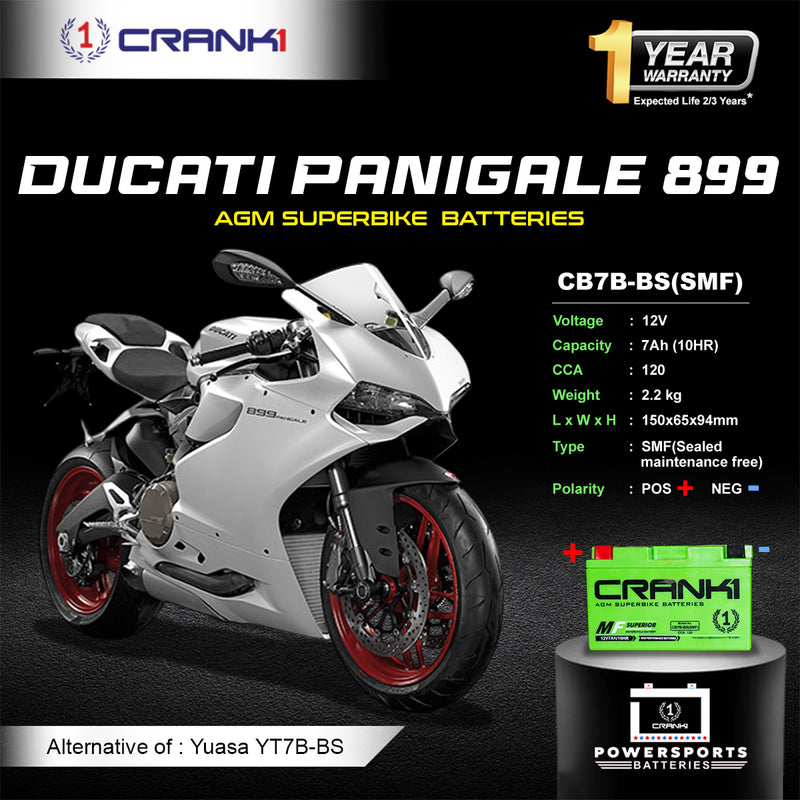 Battery For Ducati Panigale 899 (2015-2016)-CB7B-BS -  FACTORY ACTIVATED BATTERY