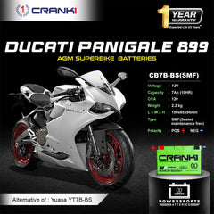 Battery For Ducati Panigale 899 (2015-2016) - CB7B-BS - Factory Activated | 1 Year Warranty | Zero Maintenance | OEM Fitment | High CCA