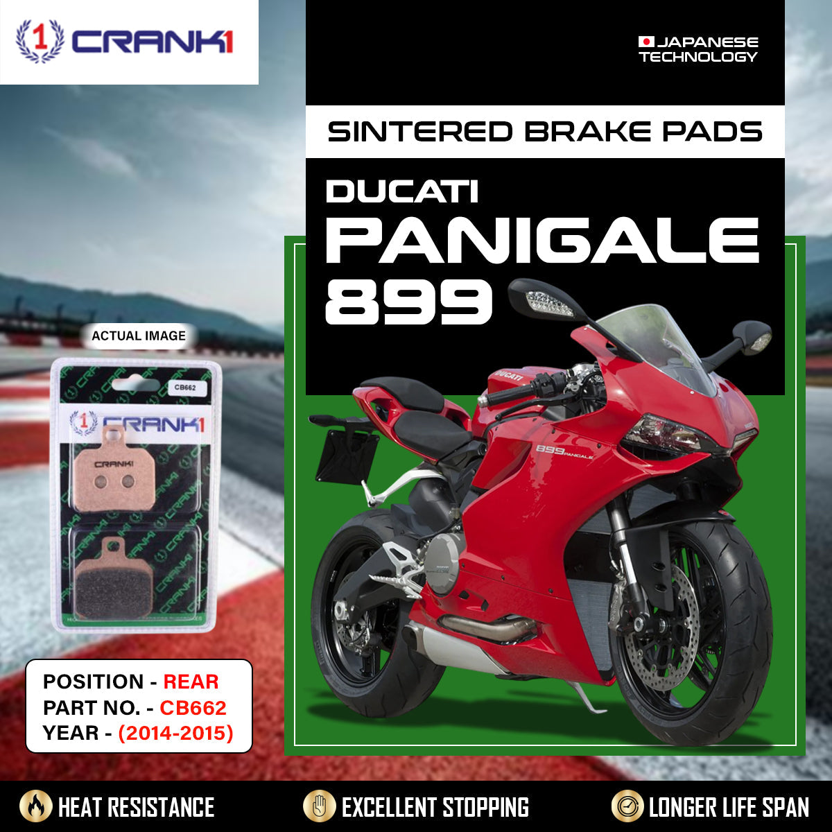 Sintered Brake Pads For Ducati Panigale 899 (2014-2015) - Rear - CB662 - 1 Set