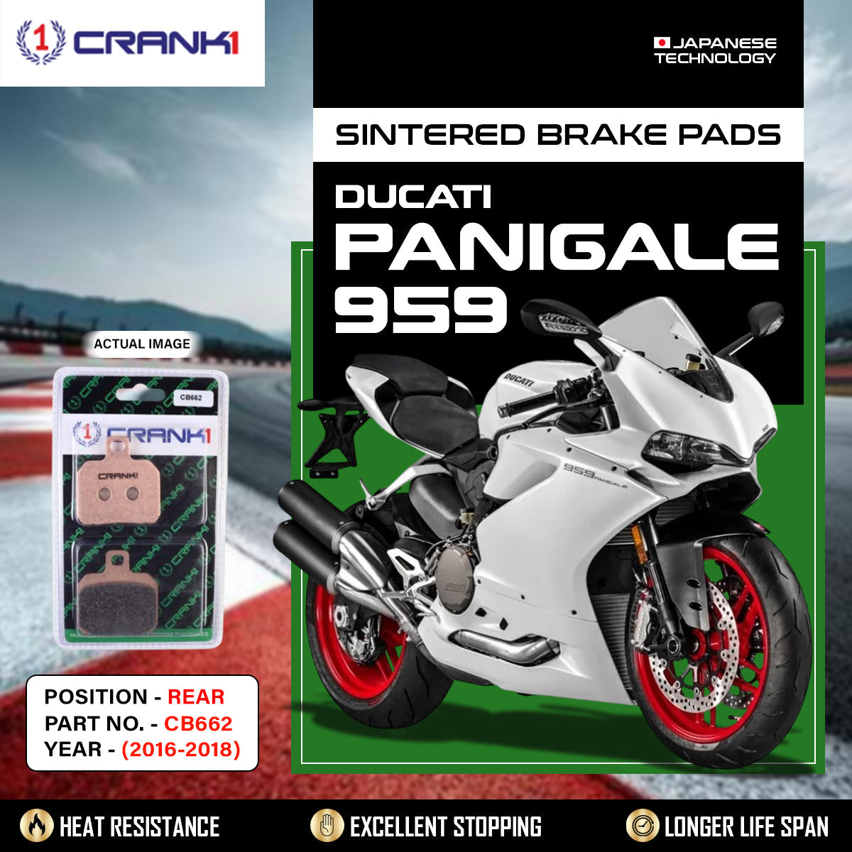 Sintered Brake Pads For Ducati Panigale 959 (2016-2018) - Rear - CB662 - 1 Set