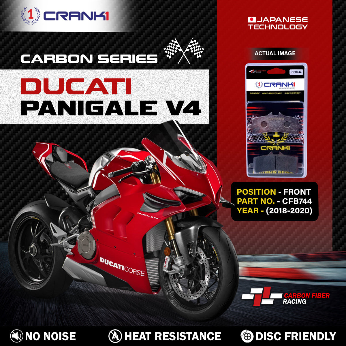 Carbon Brake Pads For Ducati Panigale V4 (2018-2020) - Front - CFB744 - 2 Sets