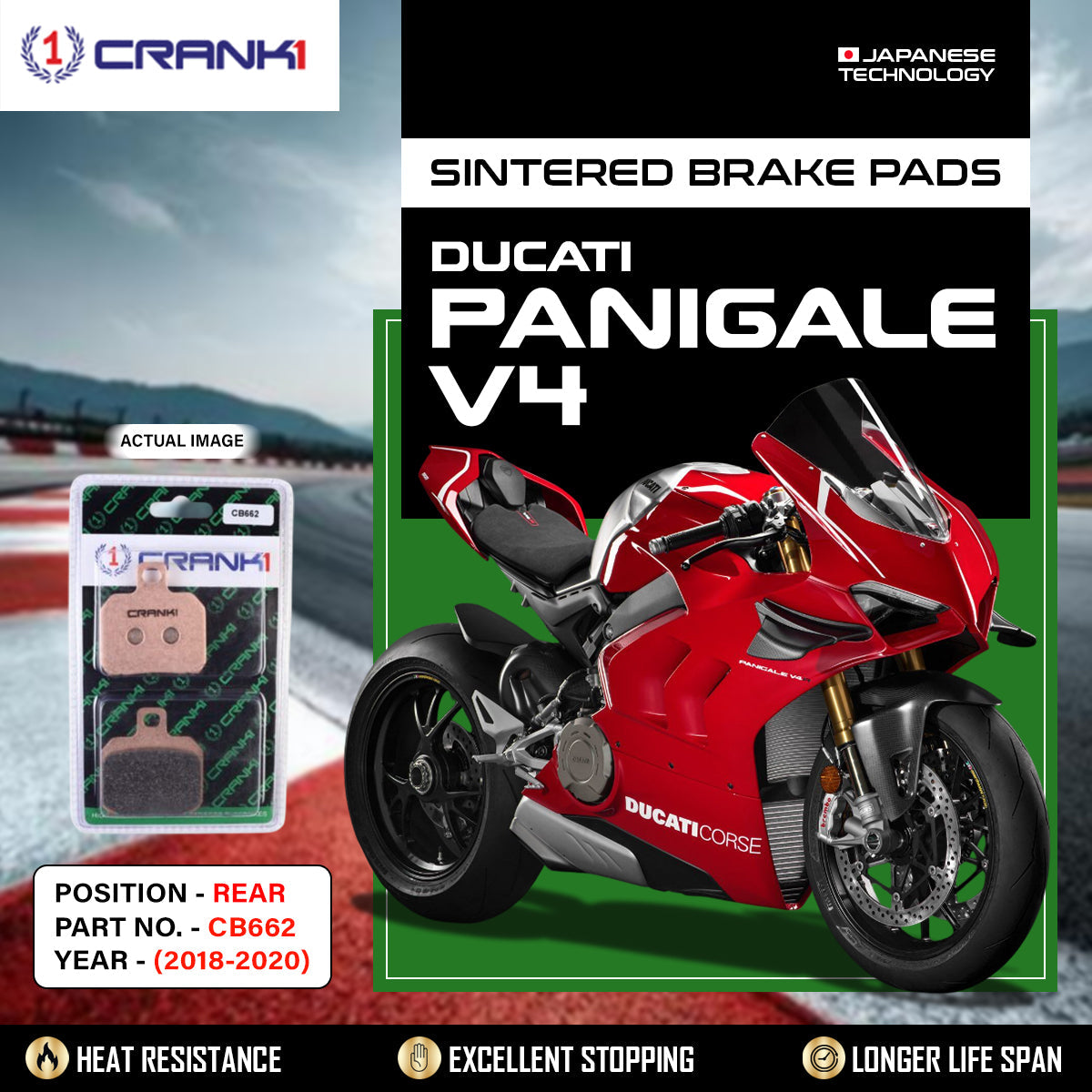 Sintered Brake Pads For Ducati Panigale V4 (2018-2020) - Rear - CB662 - 1 Set