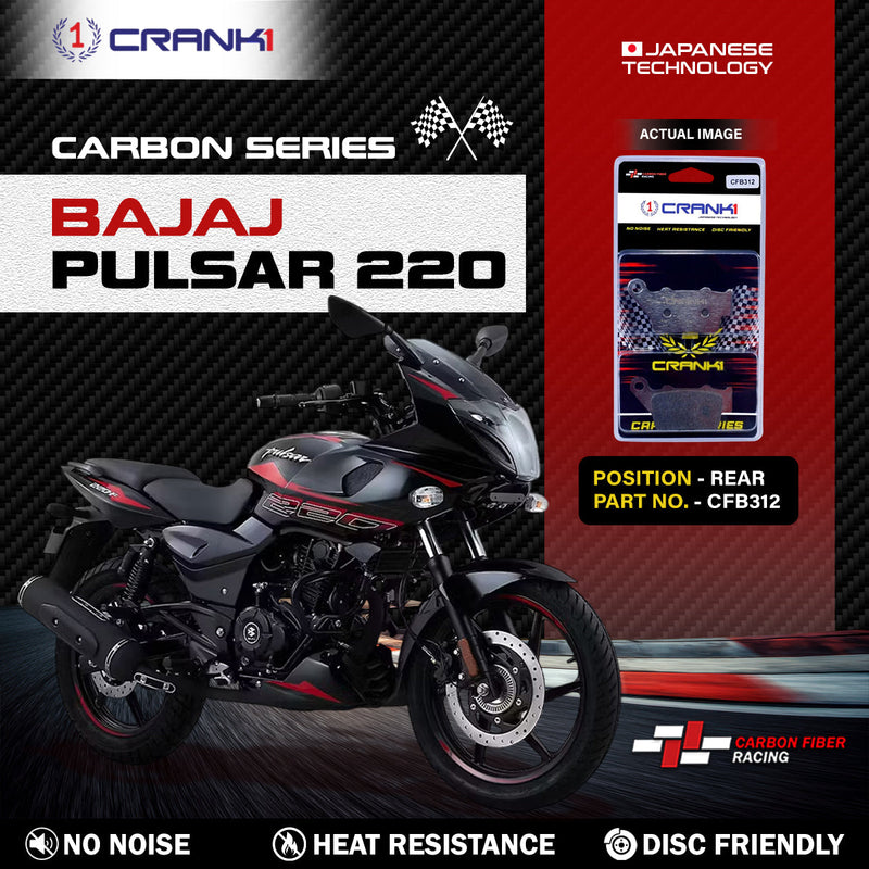 Carbon Brake Pads For Bajaj Pulsar 220 - Rear - CFB312 - 1 Set