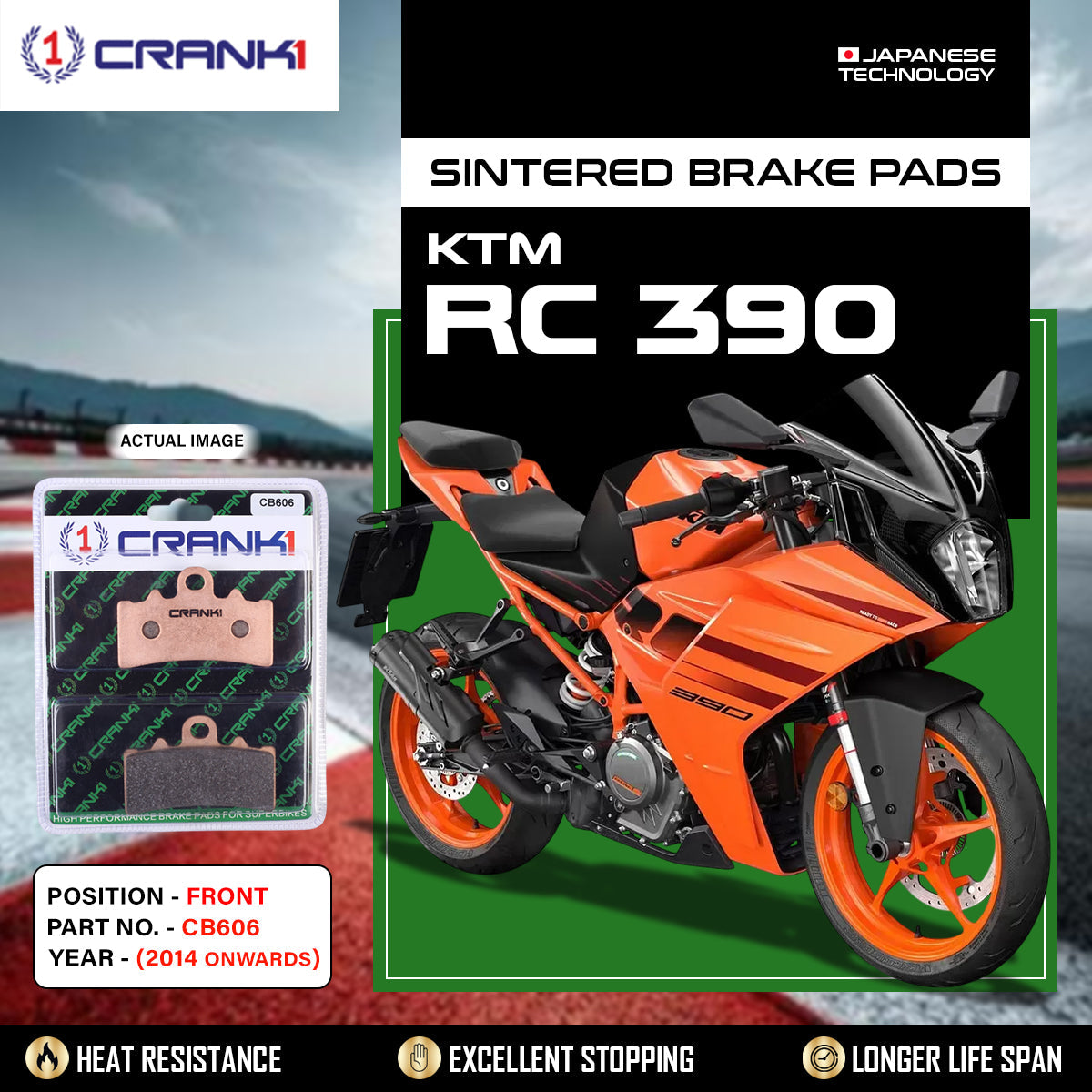 Sintered Brake Pads For KTM RC 390 (2014 Onwards) - Front - CB606 - 1 Set