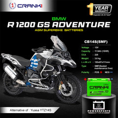 Battery For BMW R 1200 GS Adventure (2008-2022) - CB14S - Factory Activated