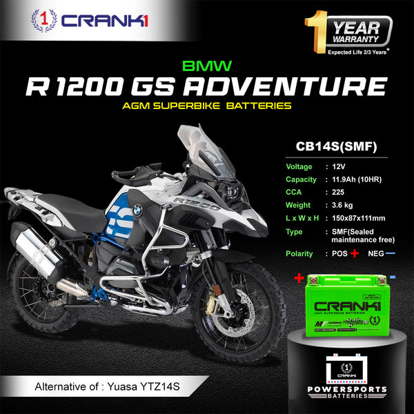 Battery For BMW R 1200 GS Adventure (2008-2022) - CB14S - Factory Activated
