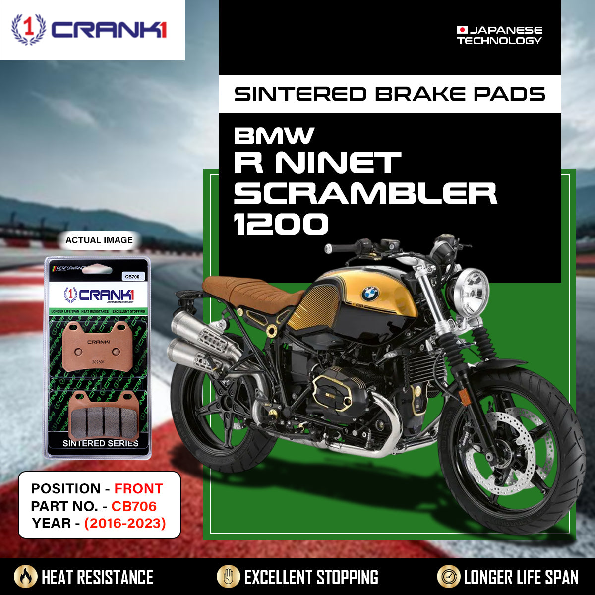 Sintered Brake Pads For BMW R nineT Scrambler 1200 (2016-2023) - Front - CB706 - 2 Sets