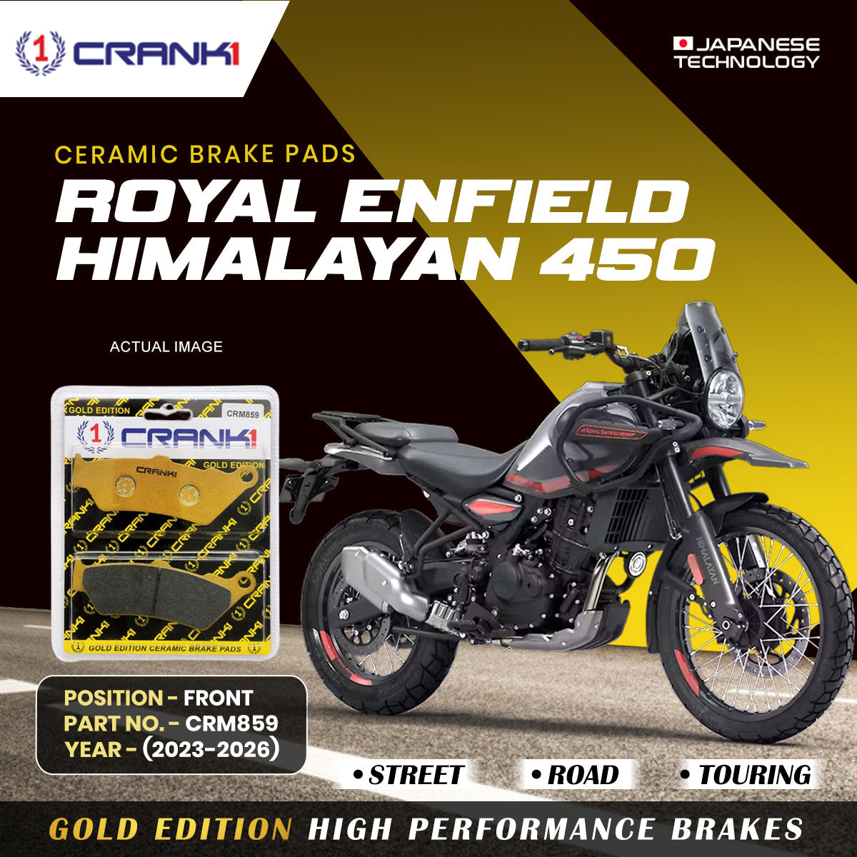 Ceramic Brake Pads For Royal Enfield Himalayan 450 (2023-2026) - Front - CRM859 - 1 Set