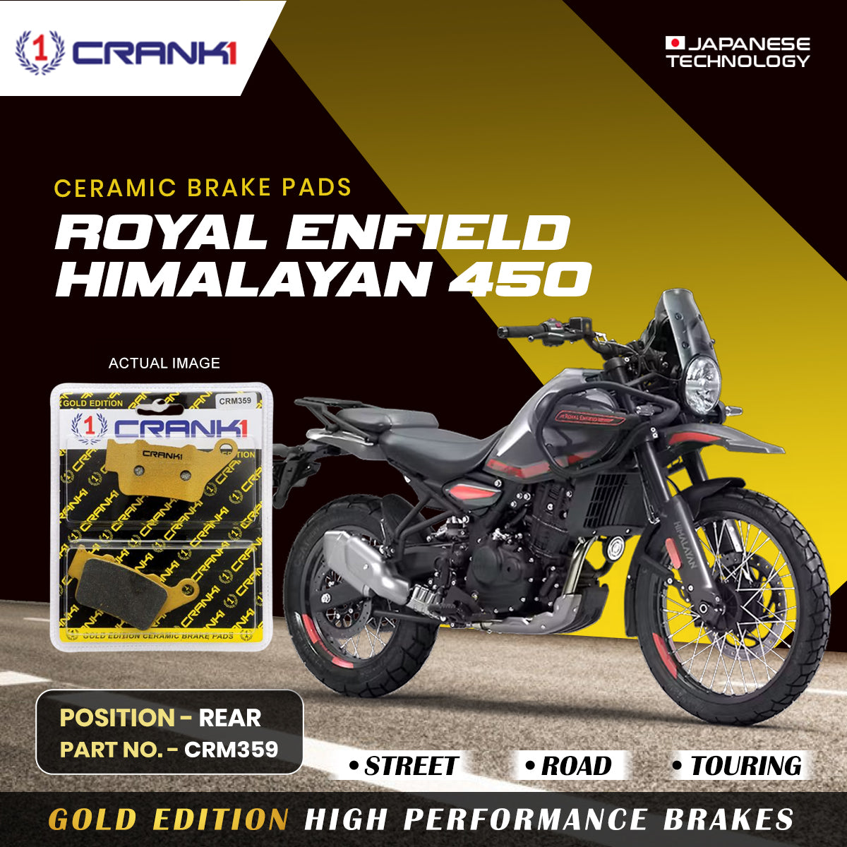 Ceramic Brake Pads For Royal Enfield Himalayan 450 - Rear - CRM359 - 1 Set