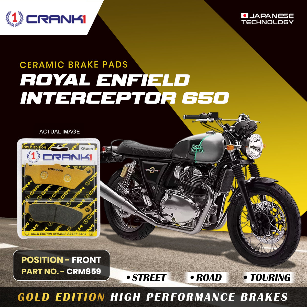 Ceramic Brake Pads For Royal Enfield Interceptor 650 - Front - CRM859 - 1 Set