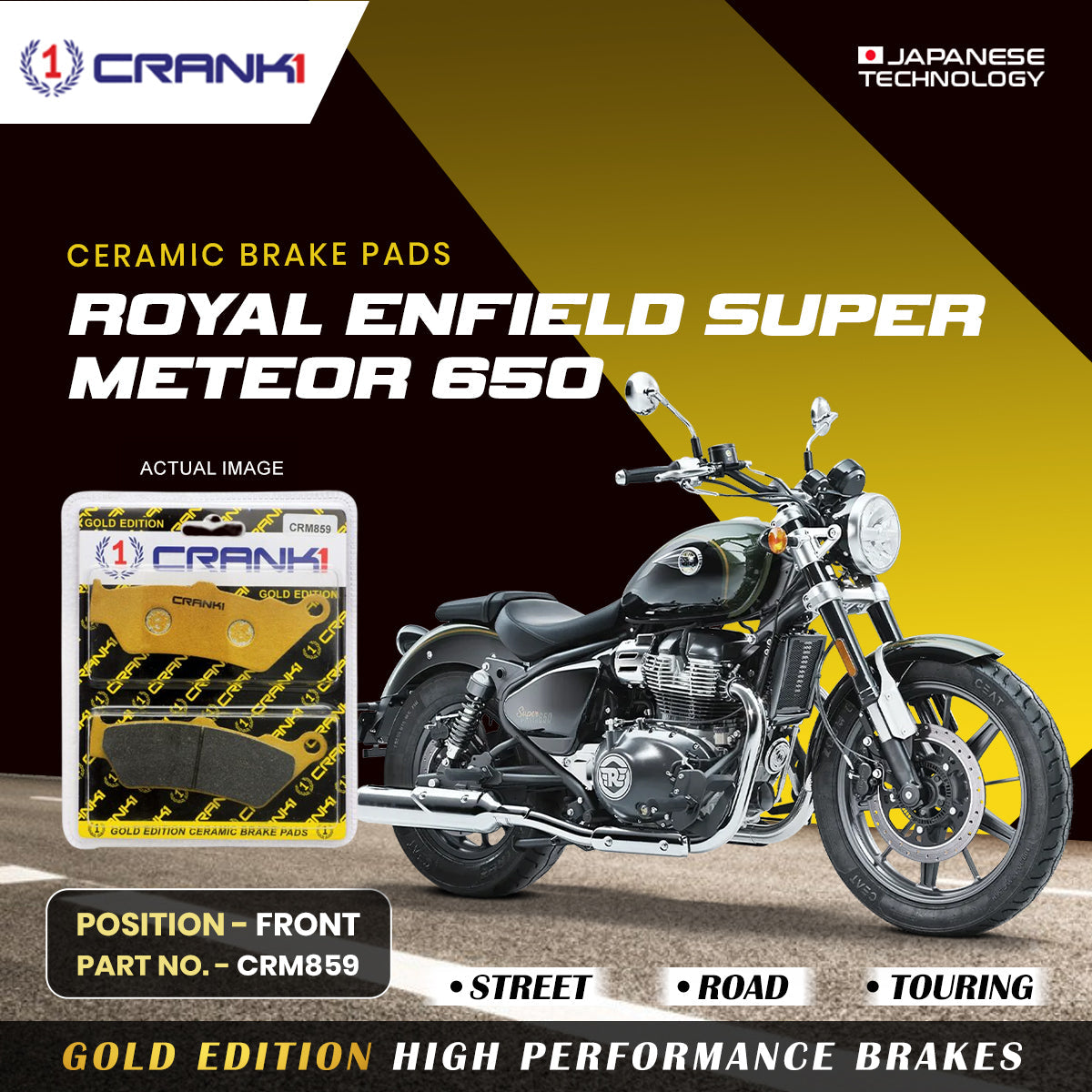 Ceramic Brake Pads For Royal Enfield Super Meteor 650 - Front - CRM859 - 1 Set